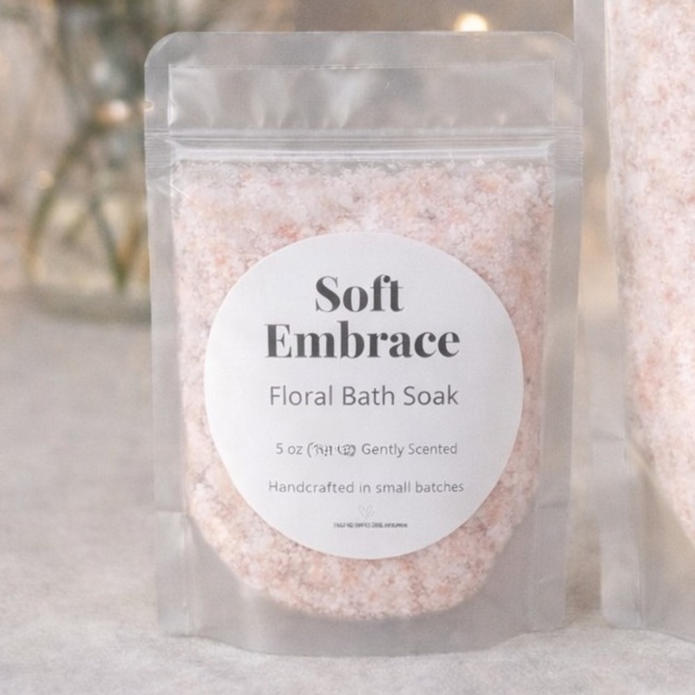 Small Cherry Blossom Bath Soak 5 oz Soft Embrace Fresh Cotton Spa Gift Relaxing